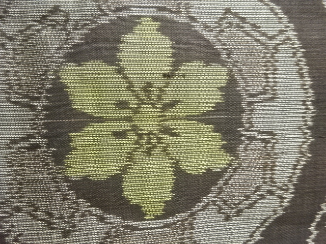 JAPANESE KIMONO / ANTIQUE KIMONO / SILK / DORO OSHIMA TSUMUGI / WOVEN ARABESQUE